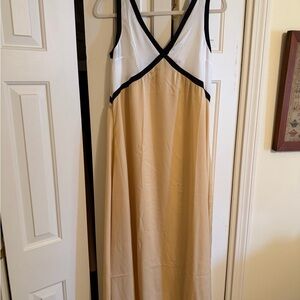 Yellow, White and Black Women's Midi Flowy Dress